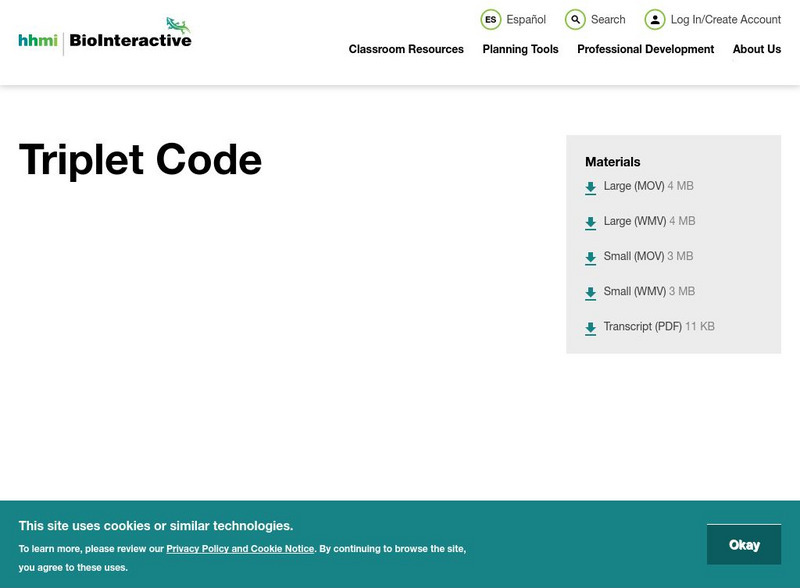 Hhmi: Bio Interactive: Animation: Triplet Code Instructional Video Hhmi: Bio Interactive: Animation: Triplet Code Instructional Video