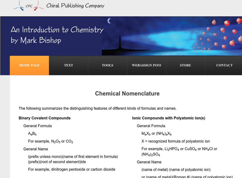 Chiral Publishing: An Introduction to Chemistry: Chemical Nomenclature eBook Chiral Publishing: An Introduction to Chemistry: Chemical Nomenclature eBook