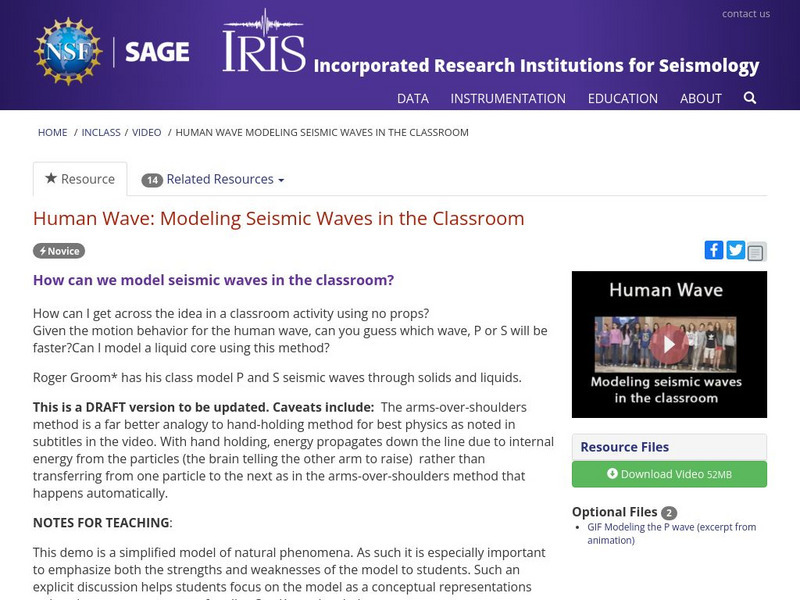 Iris: Human Wave: Modeling Seismic Waves in the Classroom Lesson Plan Iris: Human Wave: Modeling Seismic Waves in the Classroom Lesson Plan