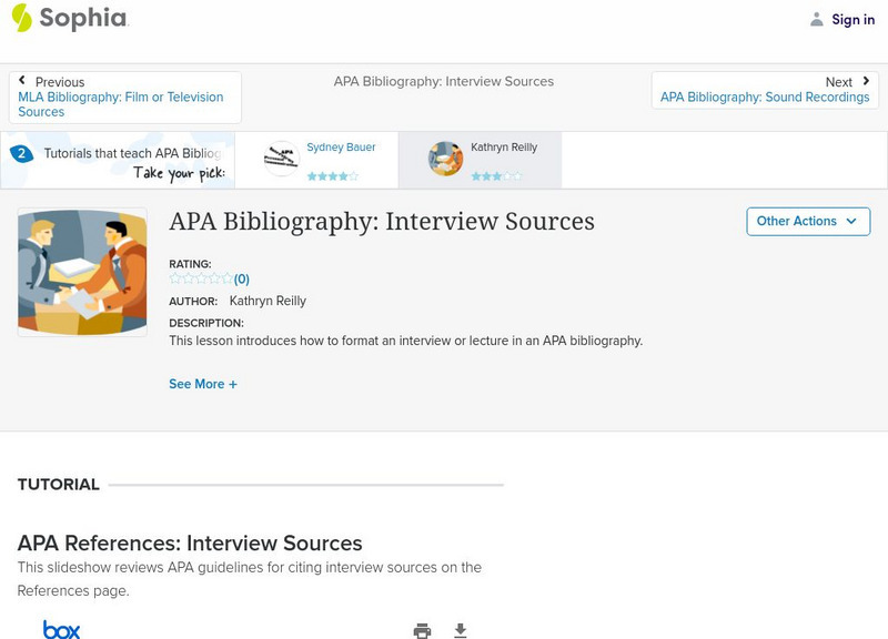 Sophia: Apa Bibliography: Interview Sources PPT Sophia: Apa Bibliography: Interview Sources PPT