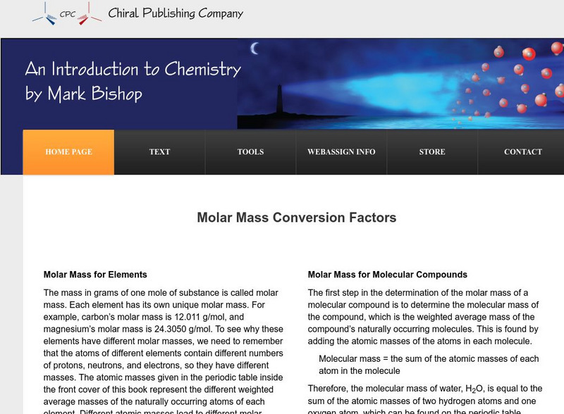 Chiral Publishing: An Introduction to Chemistry: Molar Mass Conversion Factors eBook Chiral Publishing: An Introduction to Chemistry: Molar Mass Conversion Factors eBook