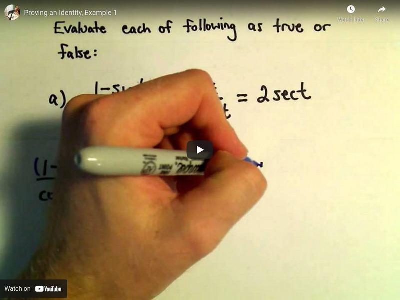 Patrick Jmt: Proving an Identity, Example 1 Instructional Video