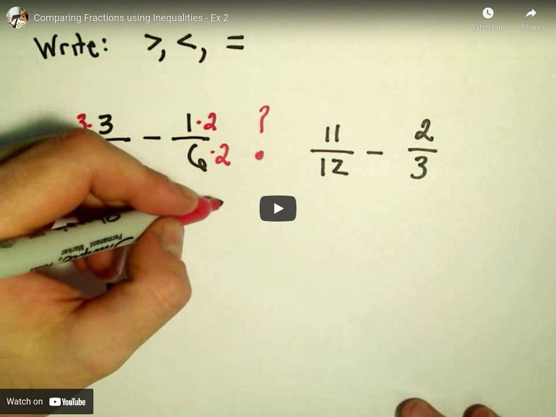 Patrick Jmt: Comparing Fractions Using Inequalities Ex 2 Instructional Video