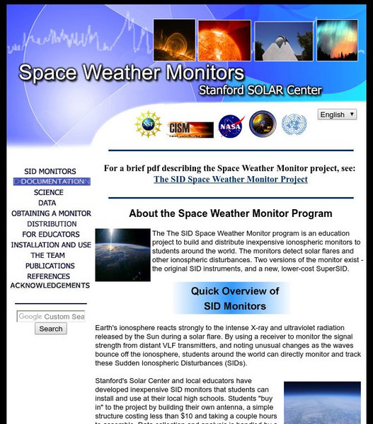 Stanford Solar Center: About the Space Weather Monitor Program Website Stanford Solar Center: About the Space Weather Monitor Program Website