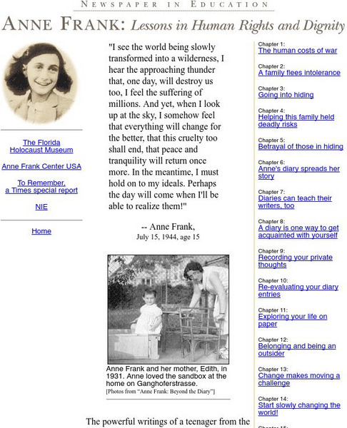 Anne Frank: Lessons in Human Rights and Dignity Unit Plan Anne Frank: Lessons in Human Rights and Dignity Unit Plan