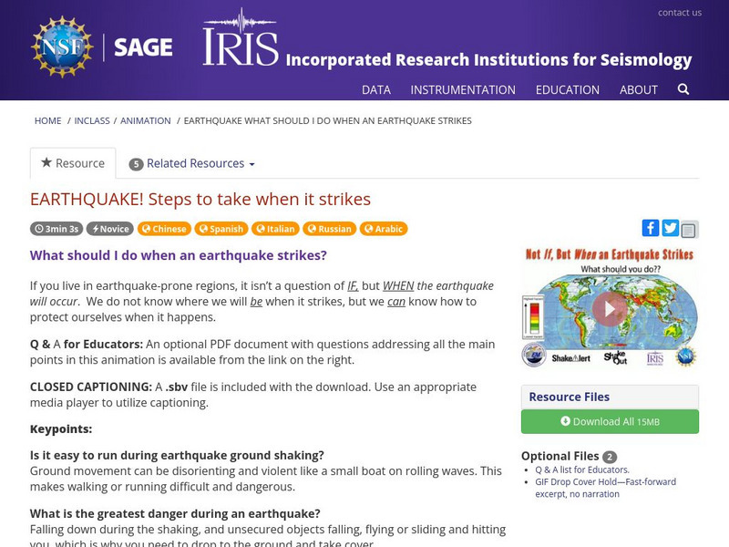Iris: Earthquake! Steps to Take When It Strikes Instructional Video Iris: Earthquake! Steps to Take When It Strikes Instructional Video