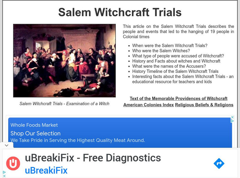 Siteseen: Land of the Brave: Salem Witchcraft Trials Article Siteseen: Land of the Brave: Salem Witchcraft Trials Article