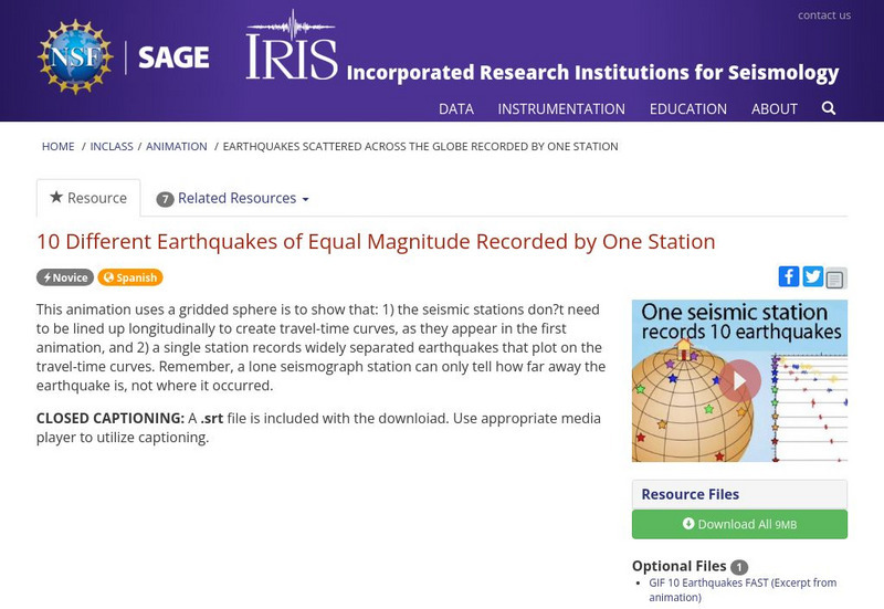 Iris: 10 Different Earthquakes of Equal Magnitude Recorded by One Station Instructional Video Iris: 10 Different Earthquakes of Equal Magnitude Recorded by One Station Instructional Video