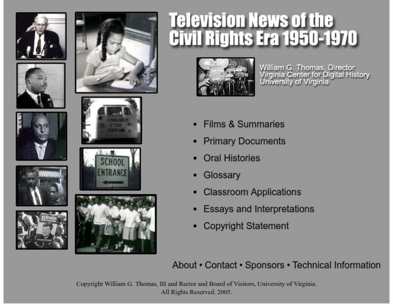 University of Virginia: Television News of the Civil Rights Era 1950 1970 Website