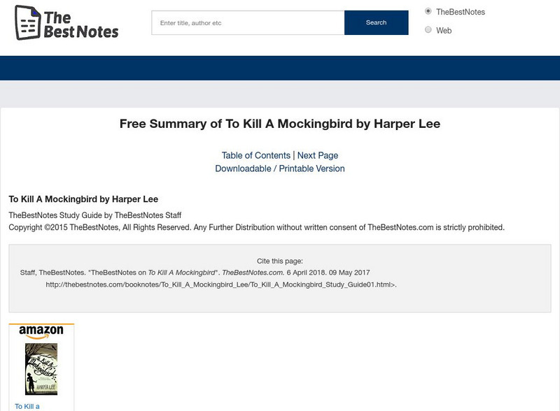 The Best Notes: To Kill a Mockingbird by Harper Lee Unit Plan The Best Notes: To Kill a Mockingbird by Harper Lee Unit Plan