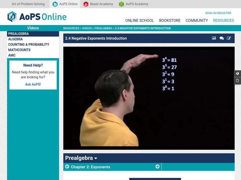 Art of Problem Solving: Negative Exponents Introduction Instructional Video Art of Problem Solving: Negative Exponents Introduction Instructional Video