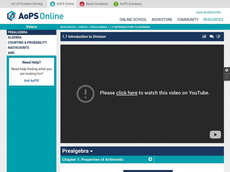 Art of Problem Solving: Introduction to Division Instructional Video