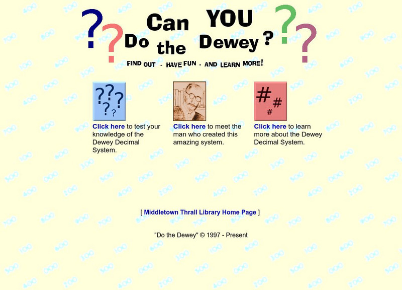 Middletown Thrall Library: Do the Dewey Activity Middletown Thrall Library: Do the Dewey Activity