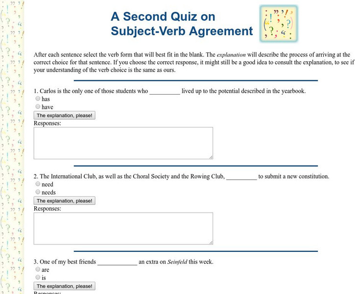 Guide to Grammar and Writing: Subject Verb Agreement Practice 2 Unknown Type Guide to Grammar and Writing: Subject Verb Agreement Practice 2 Unknown Type