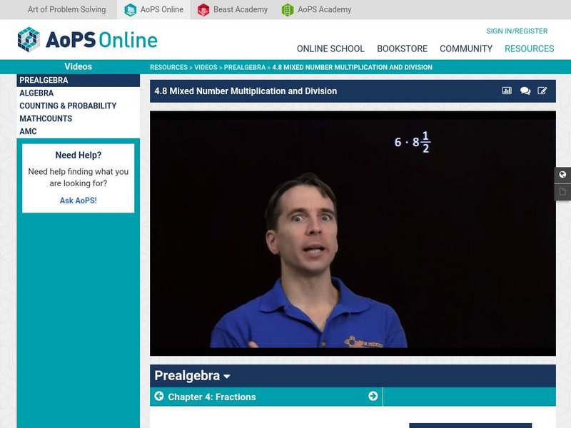 Art of Problem Solving: Mixed Number Multiplication and Division Instructional Video
