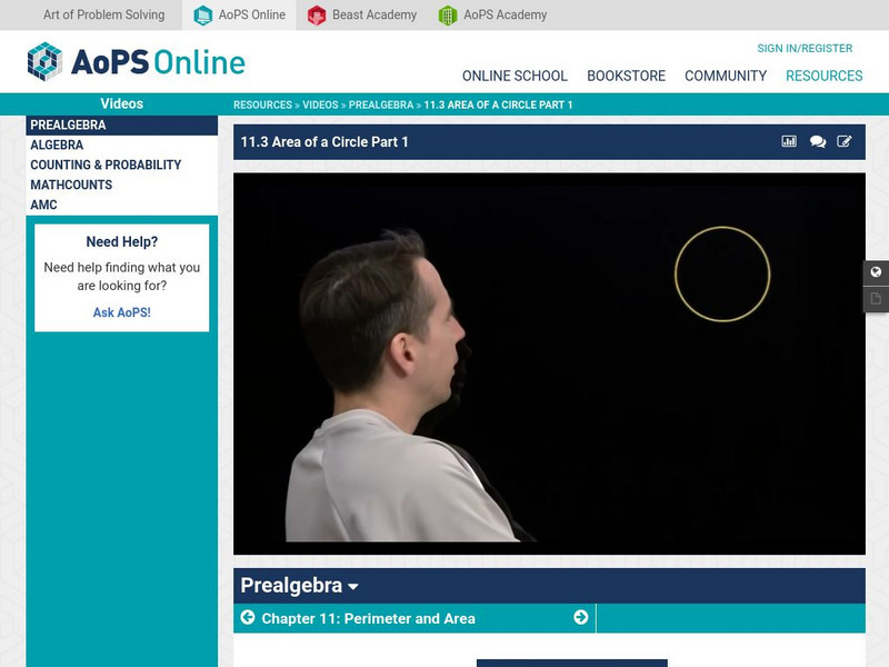 Art of Problem Solving: Area of a Circle Part 1 Instructional Video
