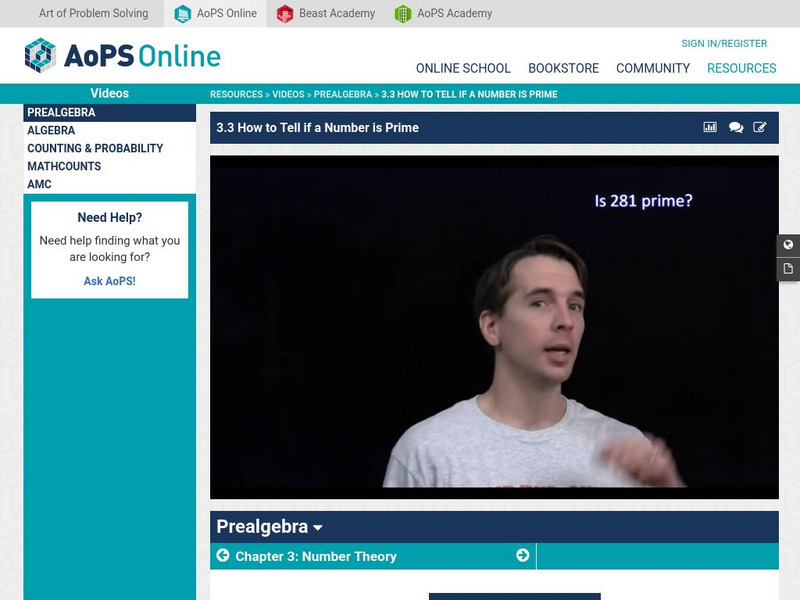 Art of Problem Solving: How to Tell if a Number Is Prime Instructional Video Art of Problem Solving: How to Tell if a Number Is Prime Instructional Video