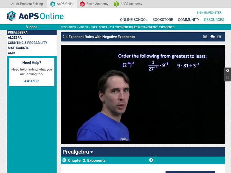 Art of Problem Solving: Exponent Rules With Negative Exponents Instructional Video Art of Problem Solving: Exponent Rules With Negative Exponents Instructional Video