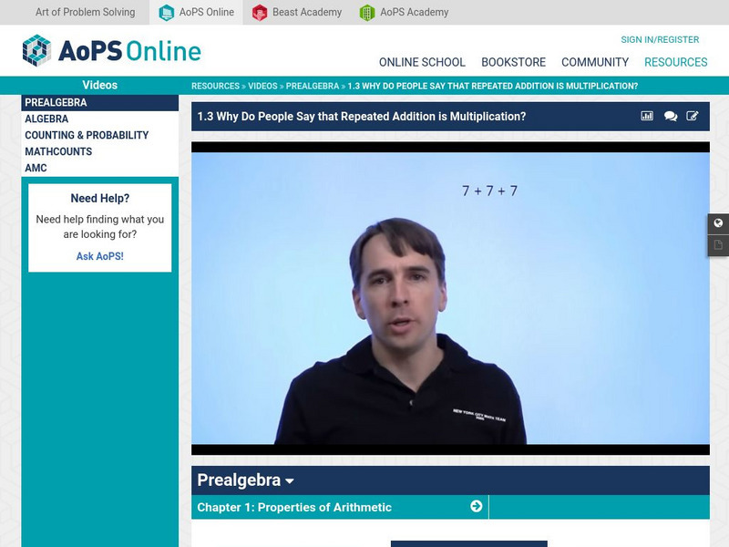 Art of Problem Solving: People Say That Repeated Addition Is Multiplication Instructional Video Art of Problem Solving: People Say That Repeated Addition Is Multiplication Instructional Video