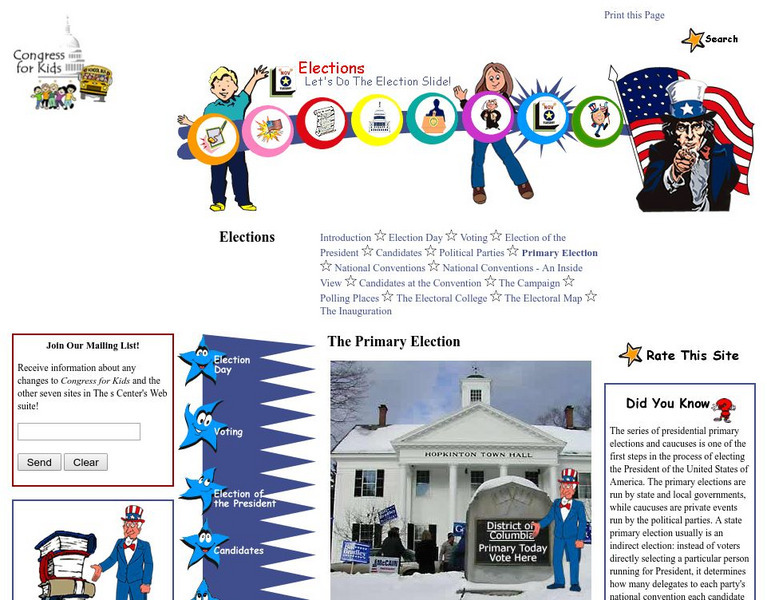 Congress for Kids: Elections: Primary Elections Unit Plan Congress for Kids: Elections: Primary Elections Unit Plan