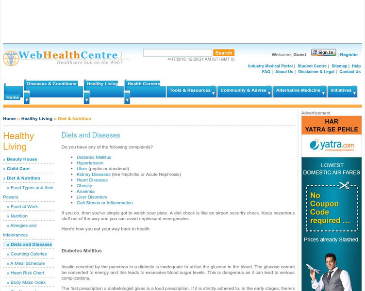 Web Health Centre: Diet and Diseases Website Web Health Centre: Diet and Diseases Website
