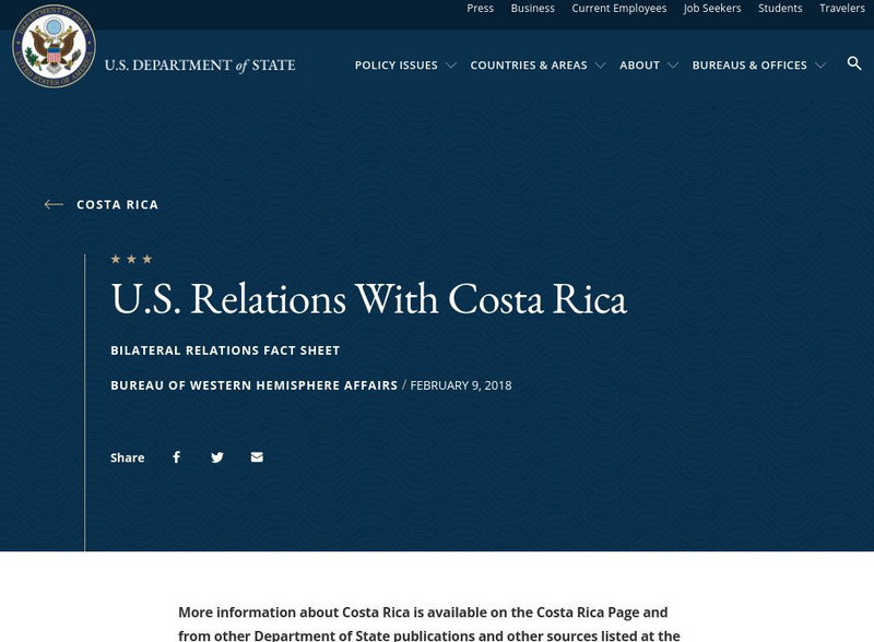 U.s. Dept. Of State: u.s. Relations With Costa Rica Article U.s. Dept. Of State: u.s. Relations With Costa Rica Article