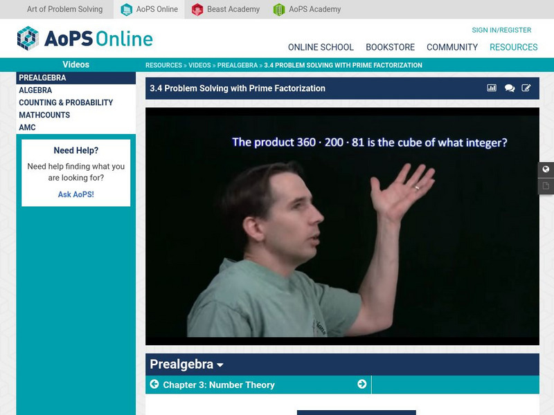 Art of Problem Solving: Problem Solving With Prime Factorization Instructional Video