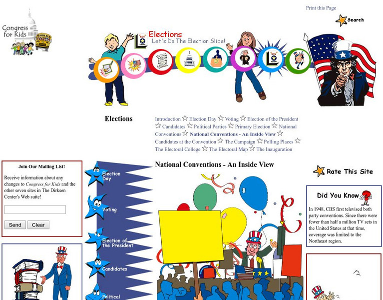Congress for Kids: Elections: National Conventions an Inside View Unit Plan Congress for Kids: Elections: National Conventions an Inside View Unit Plan