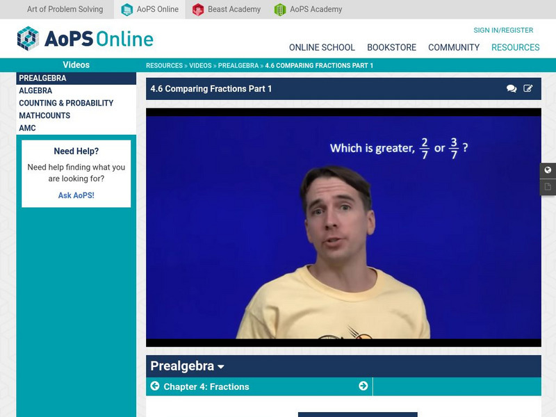 Art of Problem Solving: Comparing Fractions Part 1 Instructional Video Art of Problem Solving: Comparing Fractions Part 1 Instructional Video