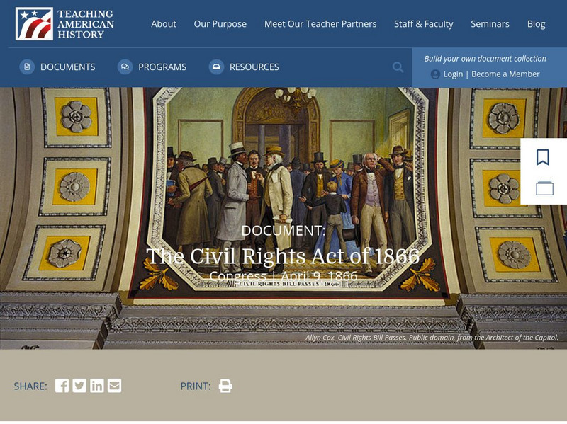 Teaching American History: Document Library: Civil Rights Act of 1866 Primary Teaching American History: Document Library: Civil Rights Act of 1866 Primary