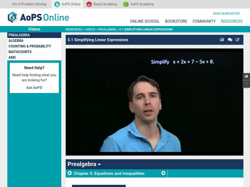 Art of Problem Solving: Simplifying Linear Expressions Instructional Video Art of Problem Solving: Simplifying Linear Expressions Instructional Video