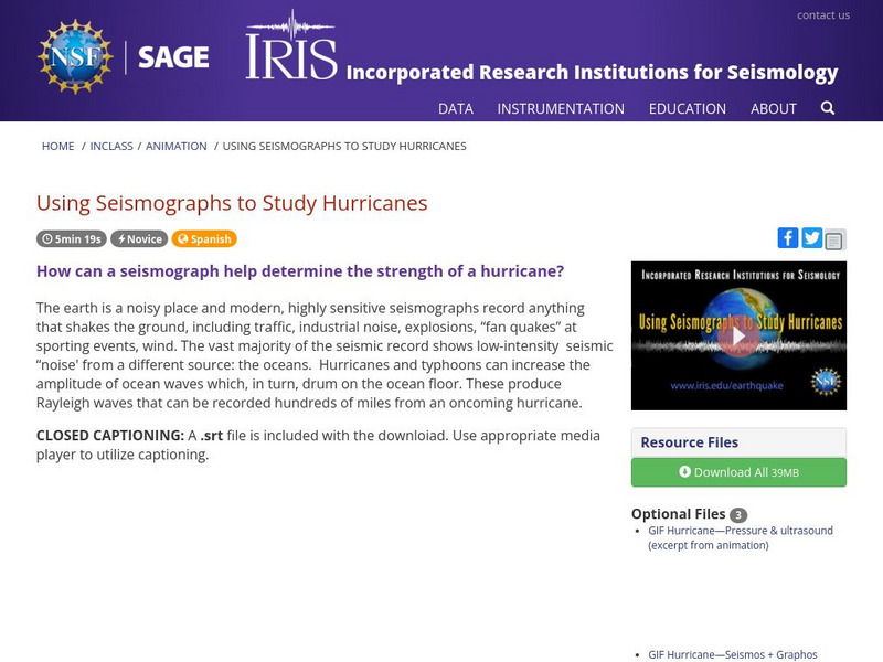 Iris: Using Seismographs to Study Hurricanes Instructional Video Iris: Using Seismographs to Study Hurricanes Instructional Video