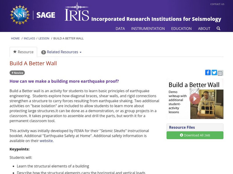 Iris: Build a Better Wall for Earthquakes Instructional Video Iris: Build a Better Wall for Earthquakes Instructional Video