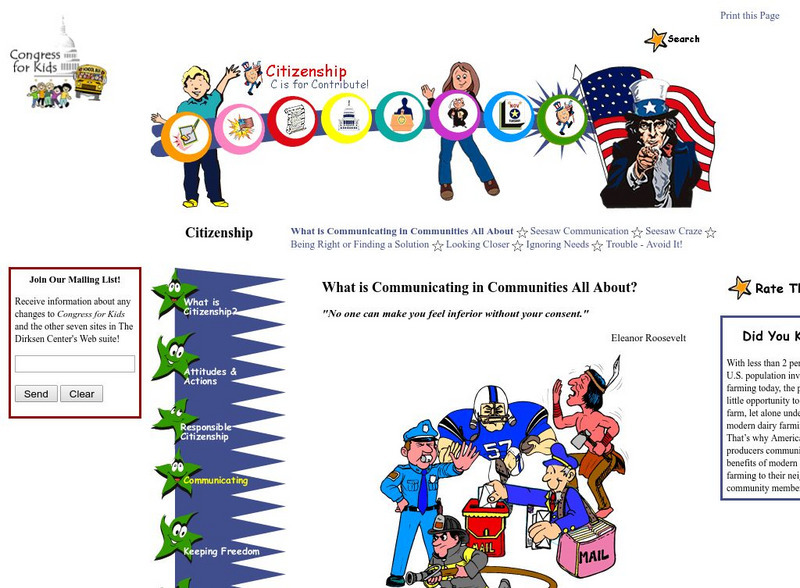 Congress for Kids: Citizenship: Communicating in Communities Unit Plan Congress for Kids: Citizenship: Communicating in Communities Unit Plan