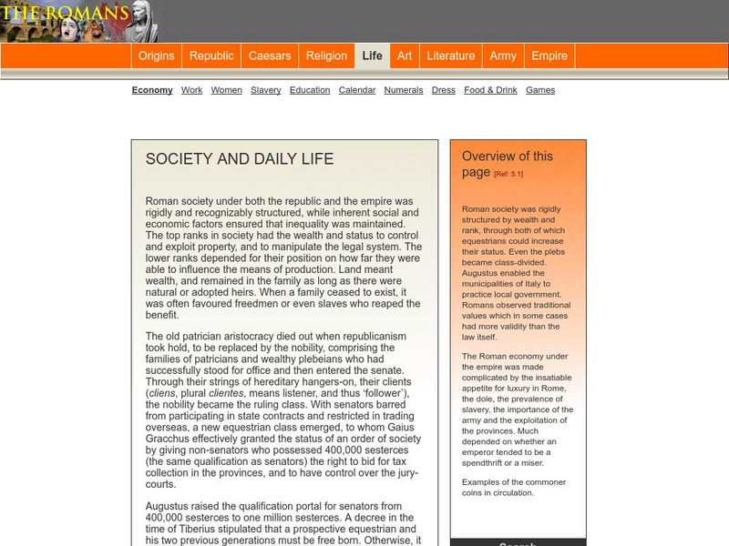 The Romans: Society and Daily Life Unit Plan The Romans: Society and Daily Life Unit Plan