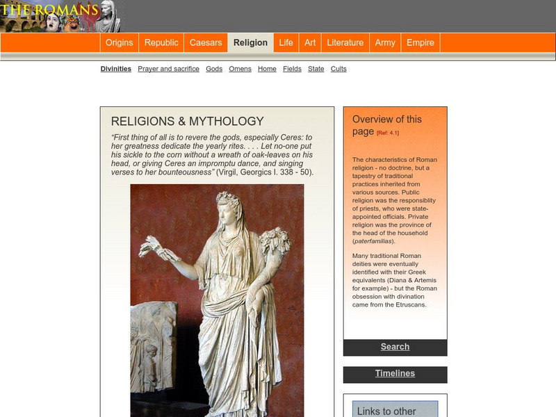 The Romans:religions & Mythology Unit Plan The Romans:religions & Mythology Unit Plan