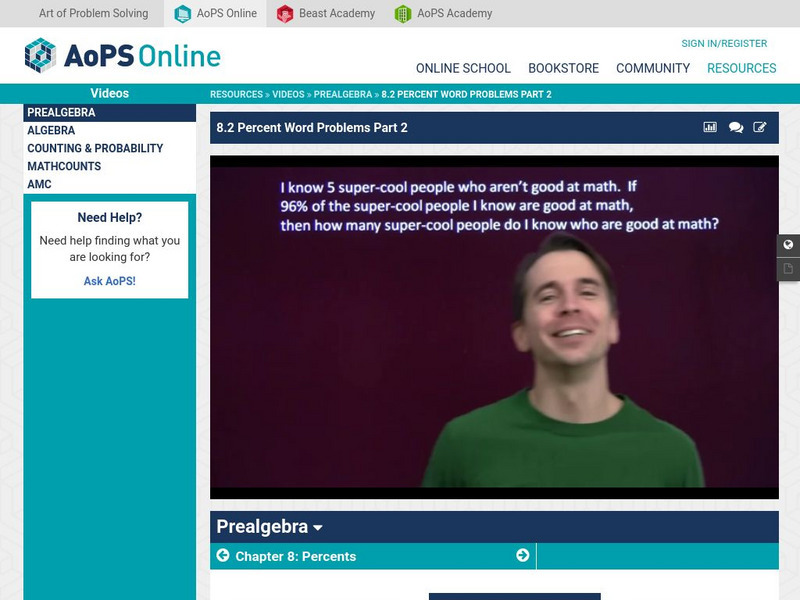 Art of Problem Solving: Percent Word Problems Part 2 Instructional Video