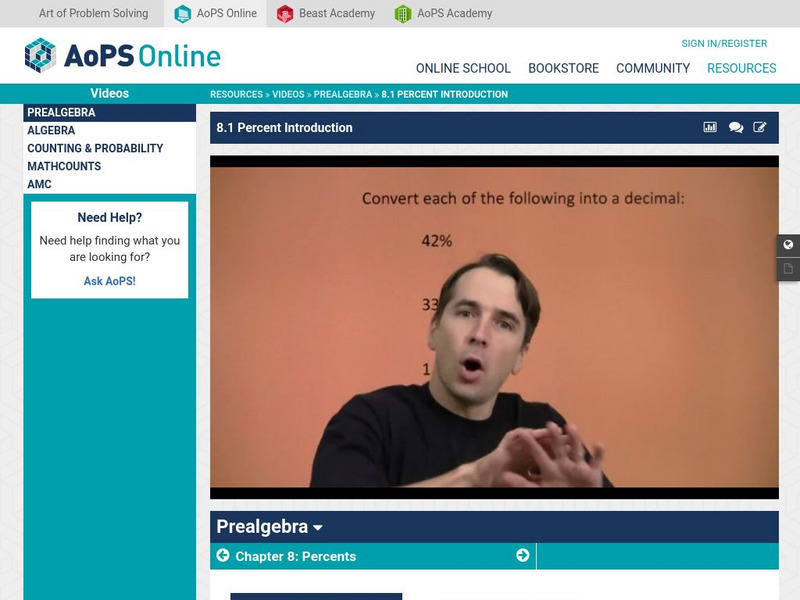 Art of Problem Solving: Percent Introduction Instructional Video