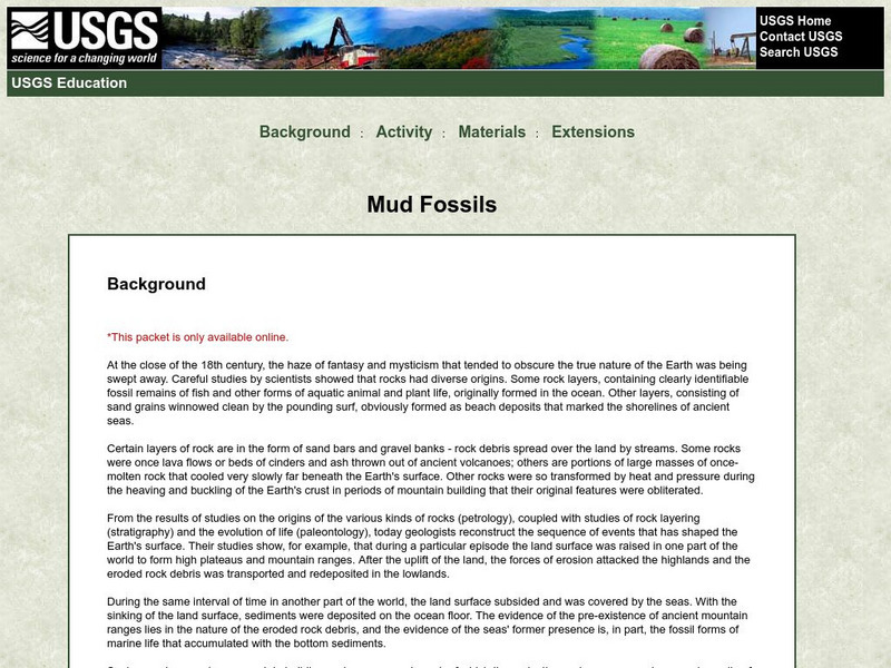 U.s. Geological Survey: Mud Fossils Lesson Plan U.s. Geological Survey: Mud Fossils Lesson Plan