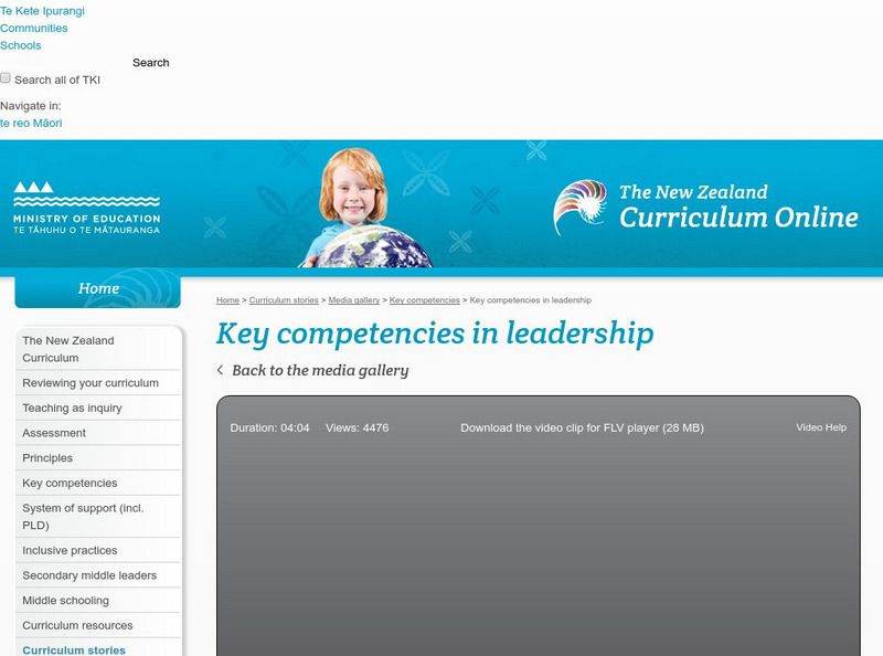 Te Kete Ipurangi: Key Competencies in Leadership Instructional Video