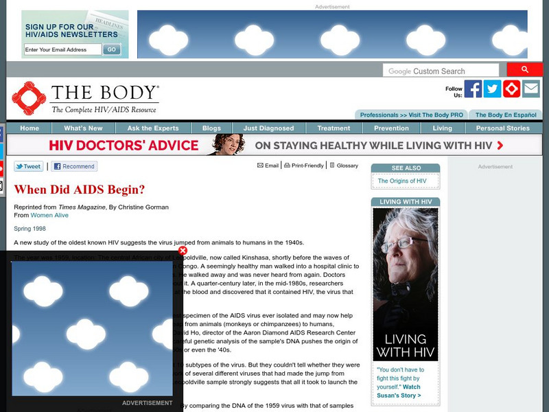 The Body: When Did Aids Begin? Article The Body: When Did Aids Begin? Article