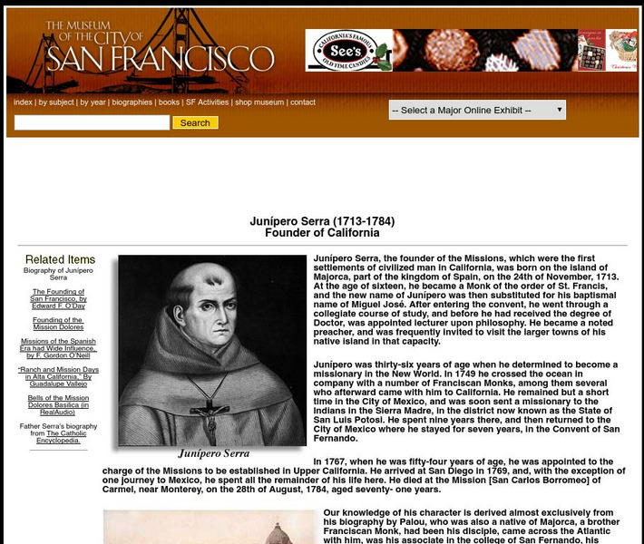 Virtual Museum of San Francisco: Junipero Serra: Founder of California Handout Virtual Museum of San Francisco: Junipero Serra: Founder of California Handout