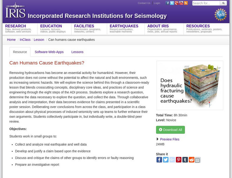 Iris: Can Humans Cause Earthquakes? Lesson Plan Iris: Can Humans Cause Earthquakes? Lesson Plan