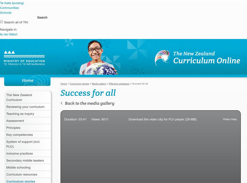 Te Kete Ipurangi: Success for All Instructional Video