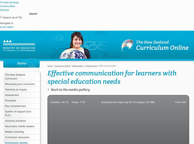 Te Kete Ipurangi: Effective Communication for Learners With Special Ed. Needs Instructional Video