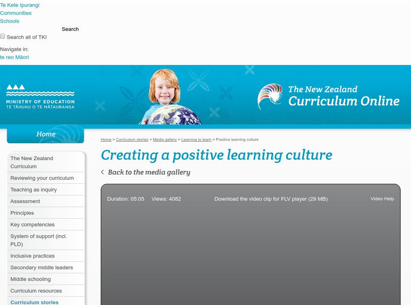 Te Kete Ipurangi: Creating a Positive Learning Culture Instructional Video Te Kete Ipurangi: Creating a Positive Learning Culture Instructional Video