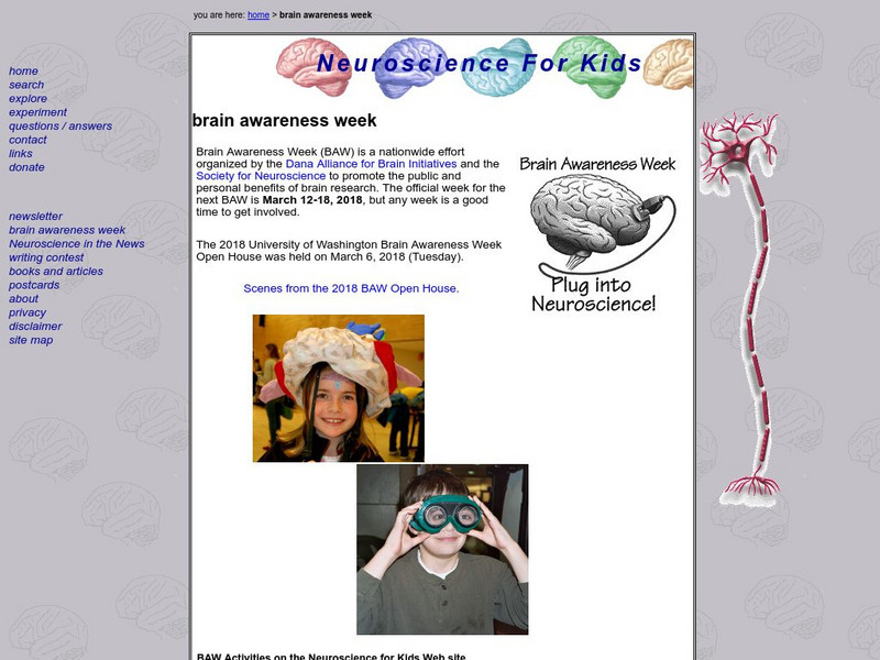 Neuroscience for Kids: Brain Awareness Week Website Neuroscience for Kids: Brain Awareness Week Website