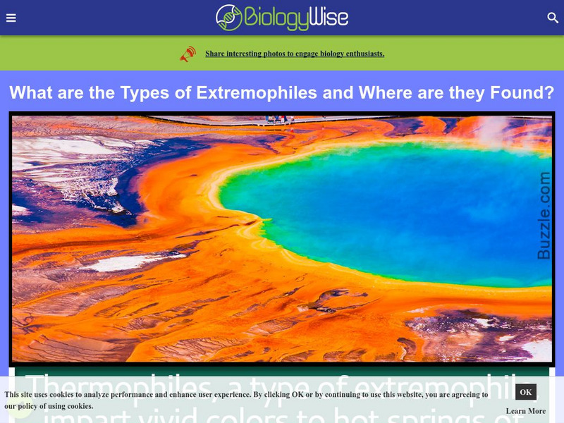 Biology Wise: Types of Extremophiles and Where Are They Found? Handout Biology Wise: Types of Extremophiles and Where Are They Found? Handout
