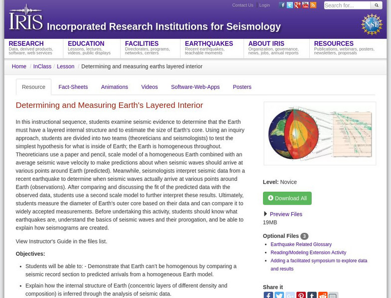 Iris: Determining and Measuring Earth's Layered Interior Instructional Video Iris: Determining and Measuring Earth's Layered Interior Instructional Video