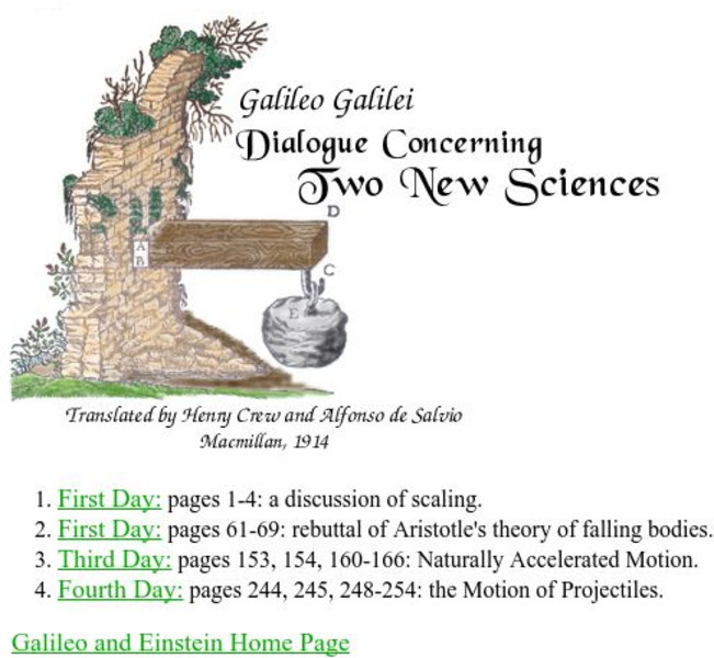 Univ. Of Virginia: Dialogue Concerning Two New Sciences Website Univ. Of Virginia: Dialogue Concerning Two New Sciences Website